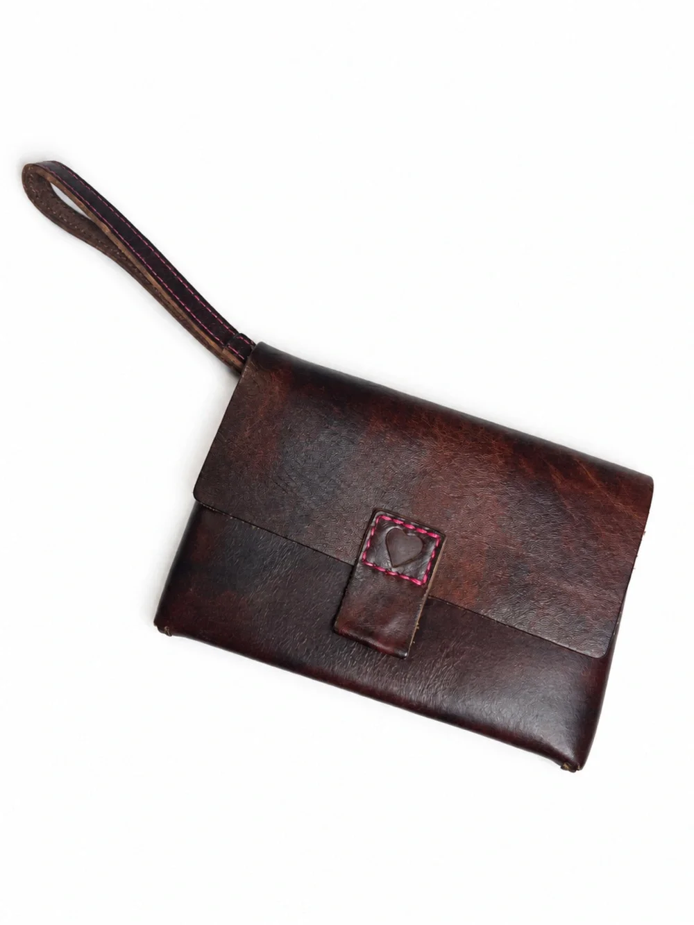 Aerie Distressed Leather Wristlet Wallet Clutch